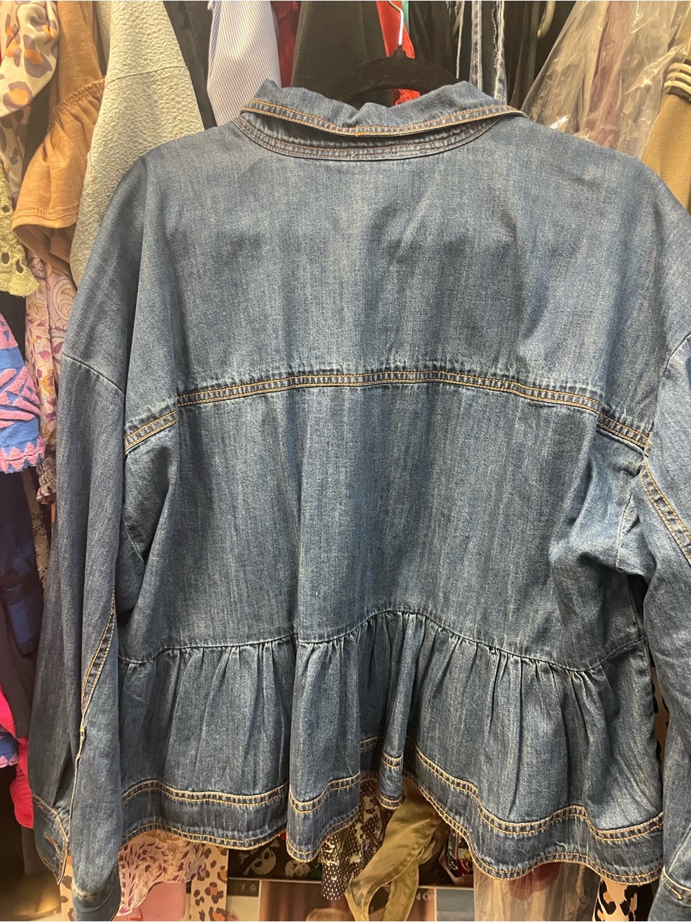Anthropologie Pilcro  Blue Denim Peplum Button-Up Jacket - Picture 3 of 4